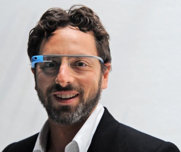 Google co-founder wearing a pair of Google glasses