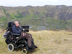 STepehen Hawking on the edge of a volcano 