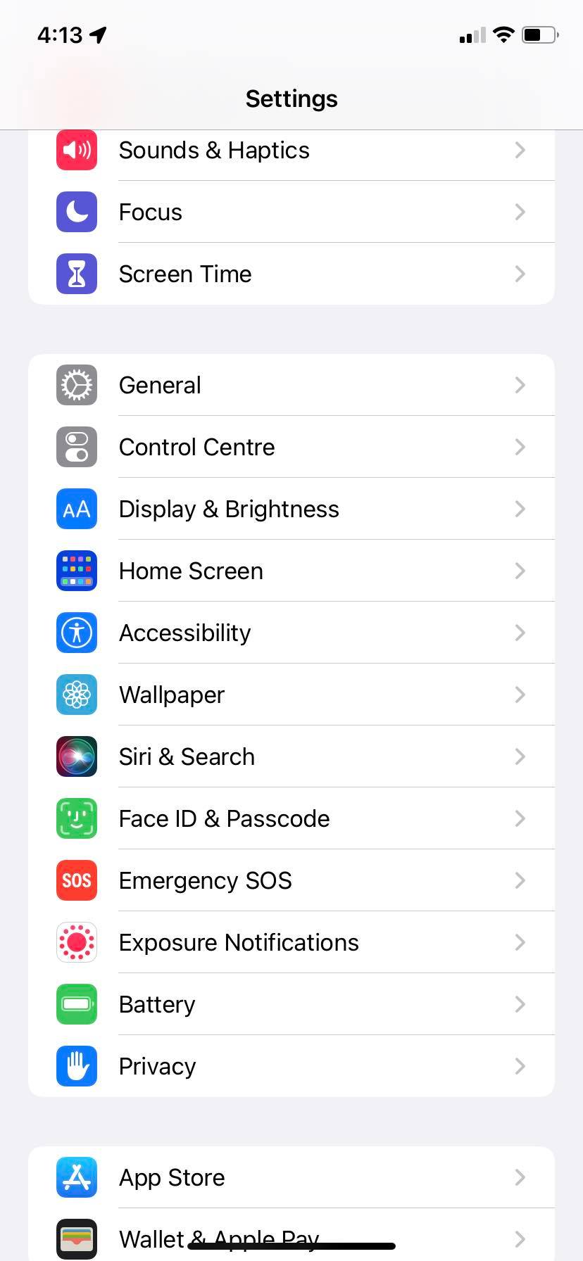 Screenshot of Apple General Settings showing Accessibility menu item option