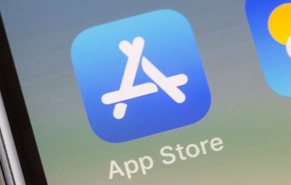 Closeup of the App store icon on an iphone screen