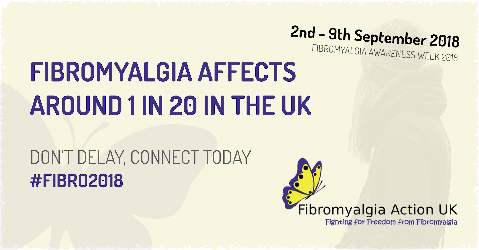 Fibromyalgia Awareness Week banner via Fibromyalgia Action UK - around 1 in 20 in the UK affected