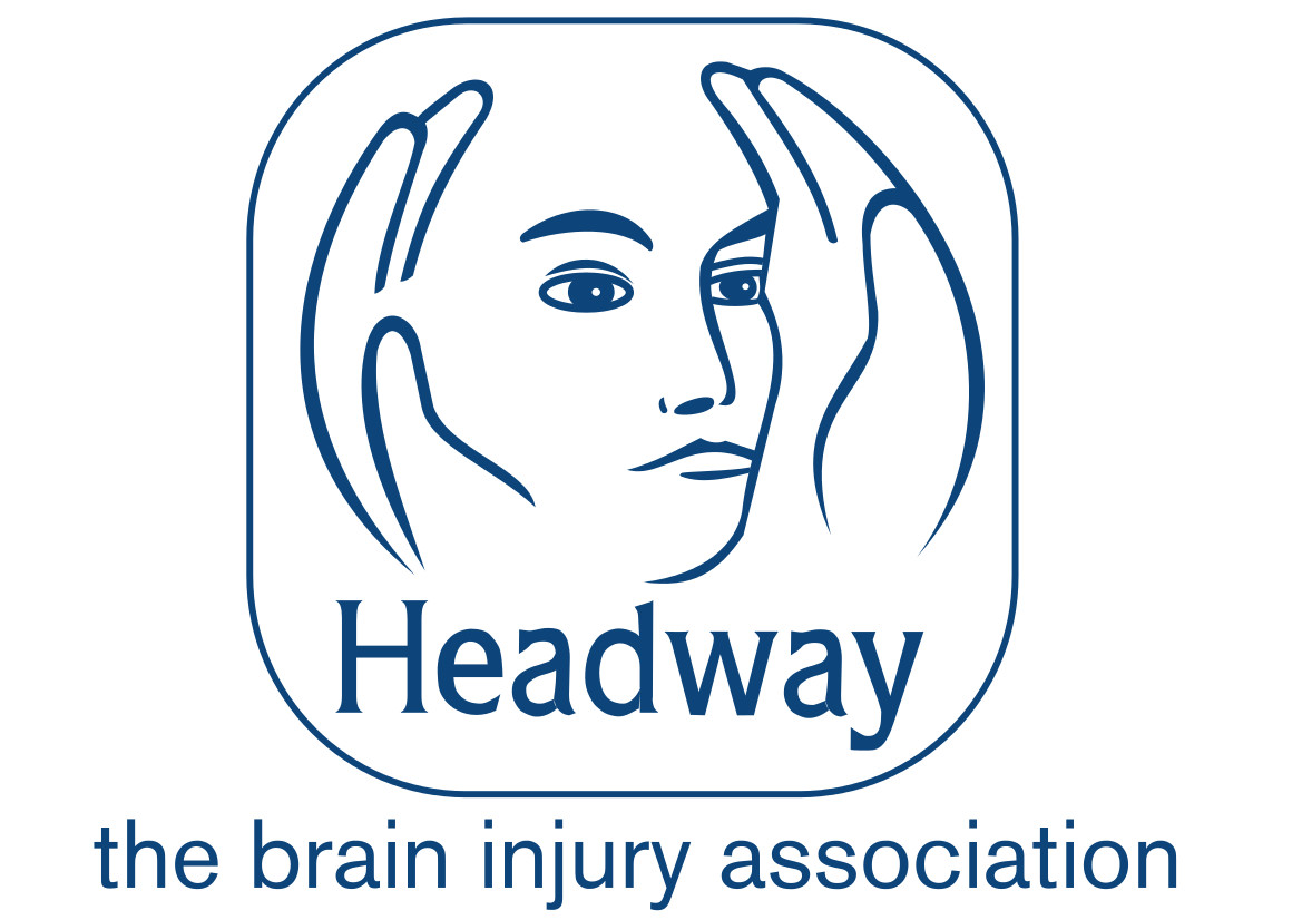 Logo for Headway The Brain Injury Association - graphic showing a head with hands around it