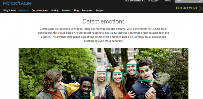 Microsoft Azure emotion detection software