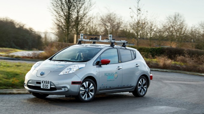 Colour photo of the Nissan Leaf car out on the road