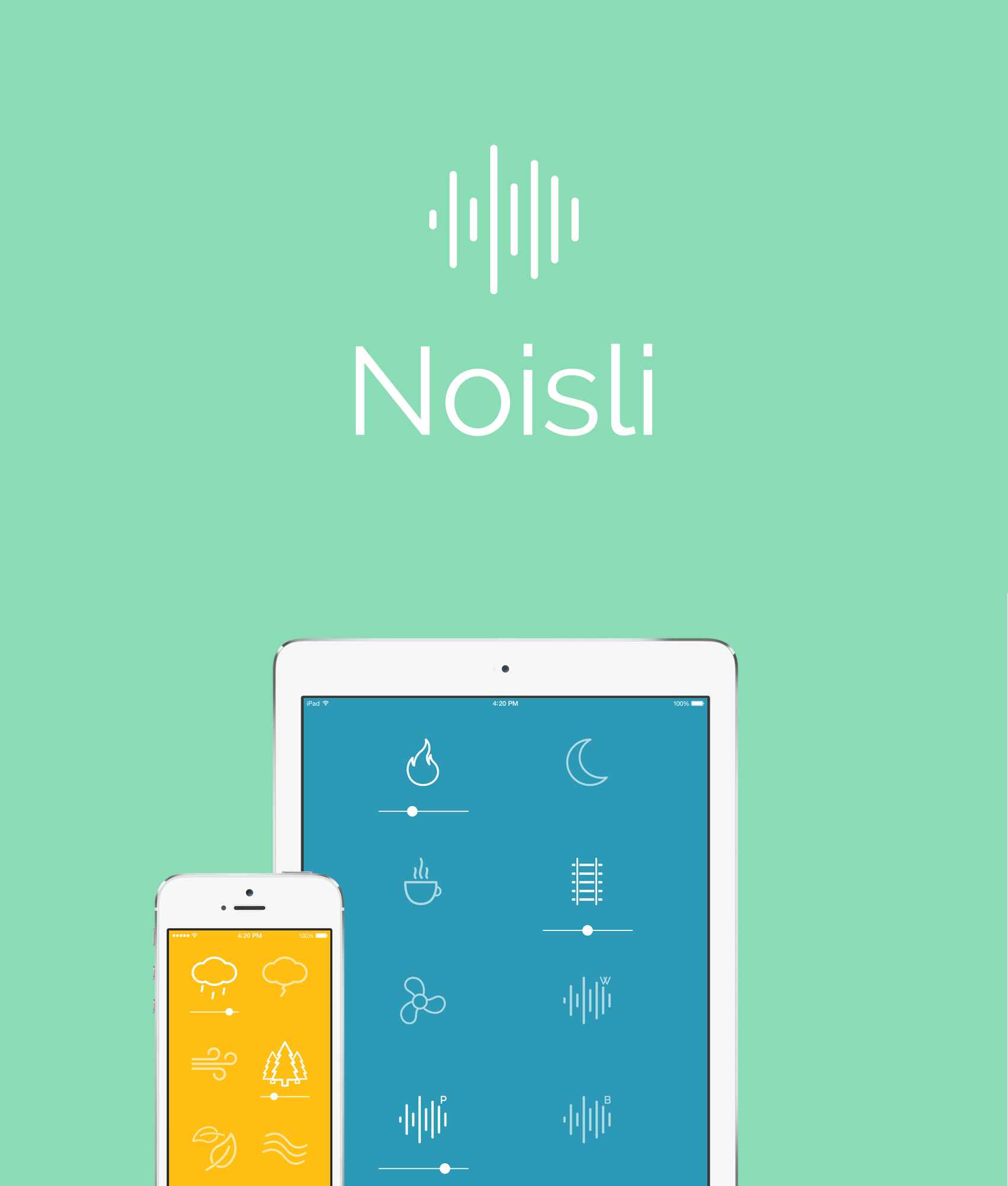 Noisili app shown on iPhone and Android phone