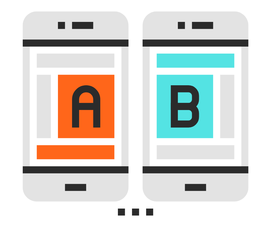 Graphic of two mobile phones - one displaying the letter 'A', the other displaying the letter 'B'