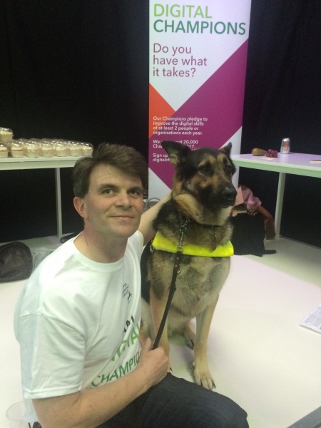 Photo of Robin Christopherson and guide dog Archie