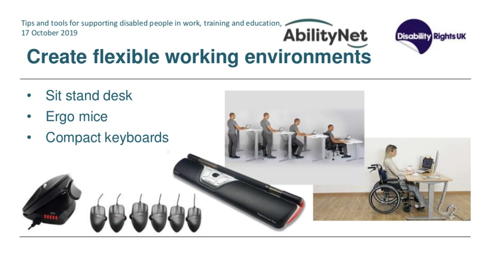 Screenshot of slide from webinar about tools to help disabled people in work and education