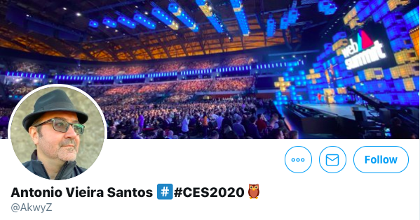 Screen grab of Antonio Vieira Santos Twitter profile, at the time showing CES 2020
