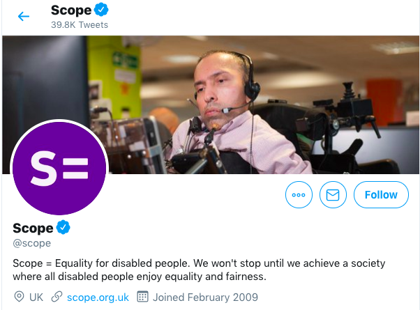 Header from home page of Scope's Twitter account