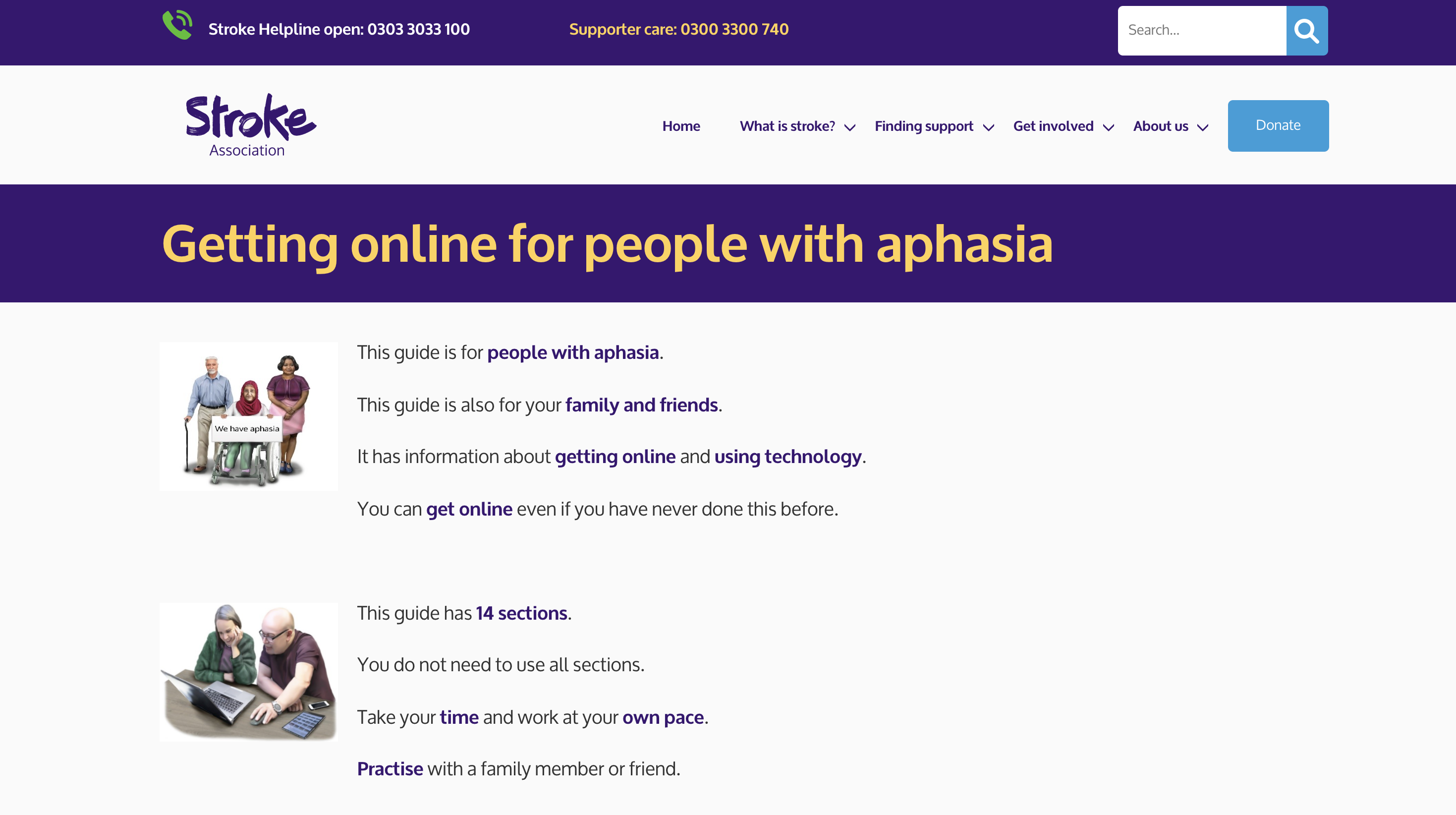 A picture of the Getting online for people with aphasia guide