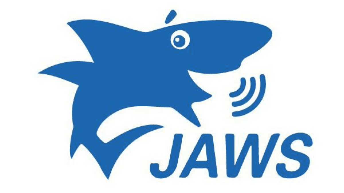 The Jaws logo - a happy looking shark in blue