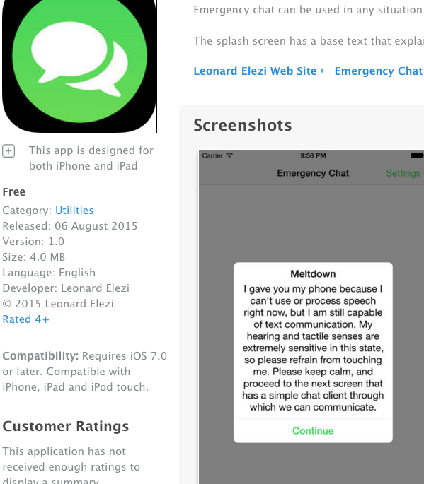emergency chat app screenshot