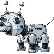cartoon of small robotic dog