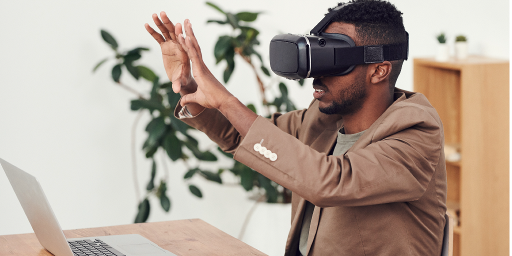 Image of man using Virtual reality technology