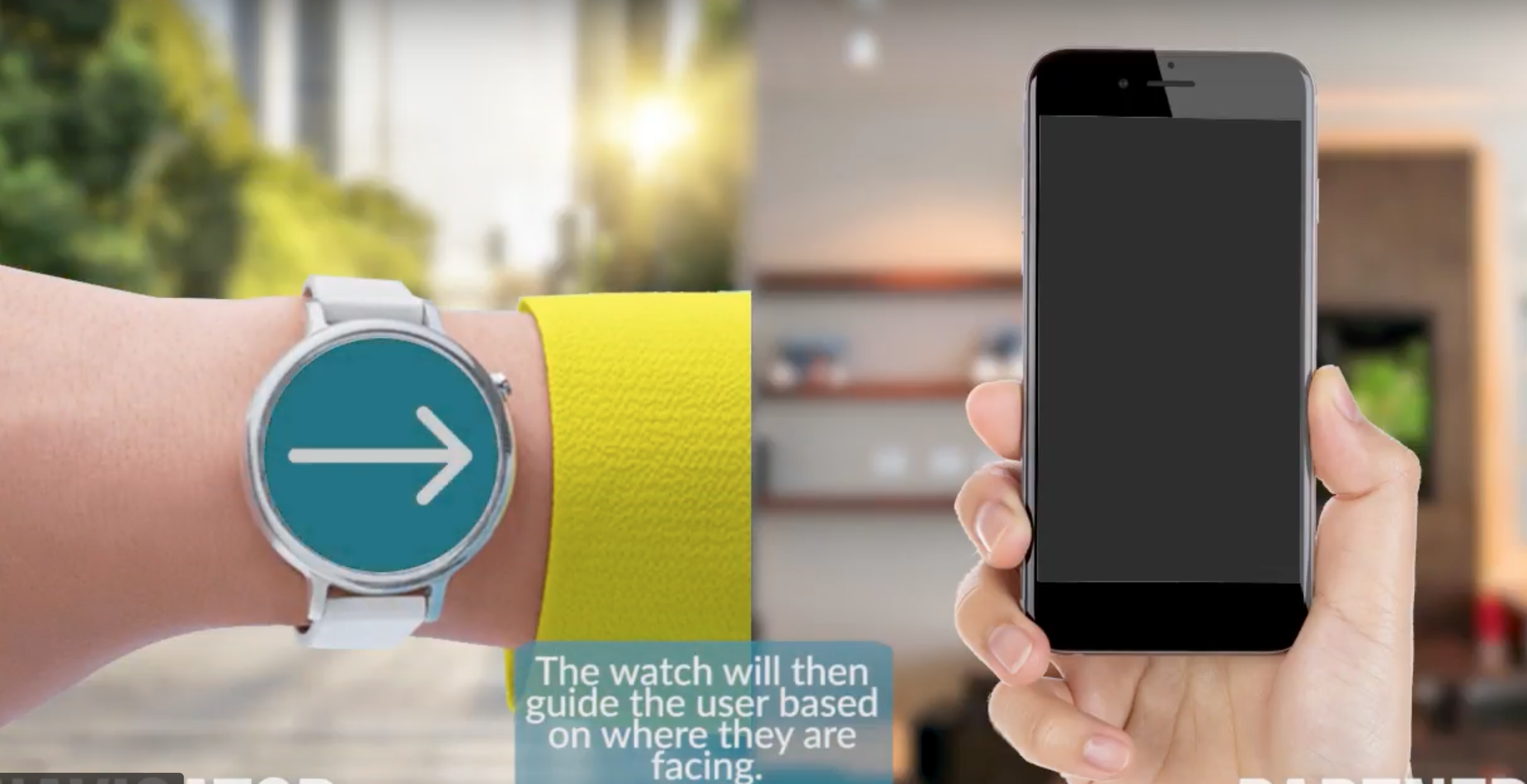 Way2B smartwatch receives navigation instructions from smartphone