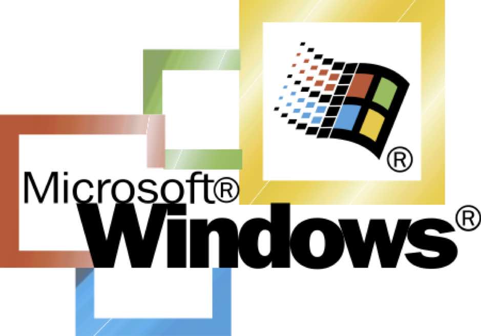 A picture of the older Windows logo dating from the era of Windows 2000