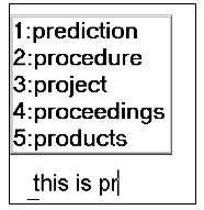 Predictive text example